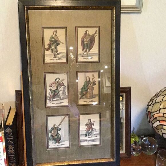 Picture, ensemble of musical prince, seemingly fabric, pages of a book matted an - Picture 1 of 13